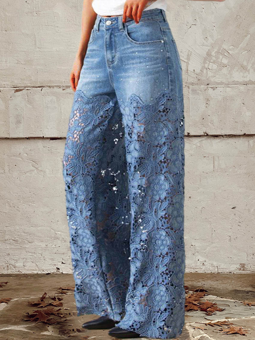 Britta | Damenjeans mit Spitze und Patchwork