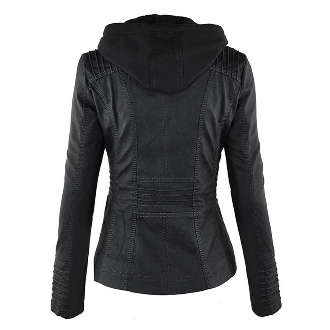 Hannah | Modische Lederjacke mit Kapuze
