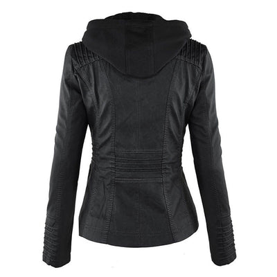Hannah | Modische Lederjacke mit Kapuze