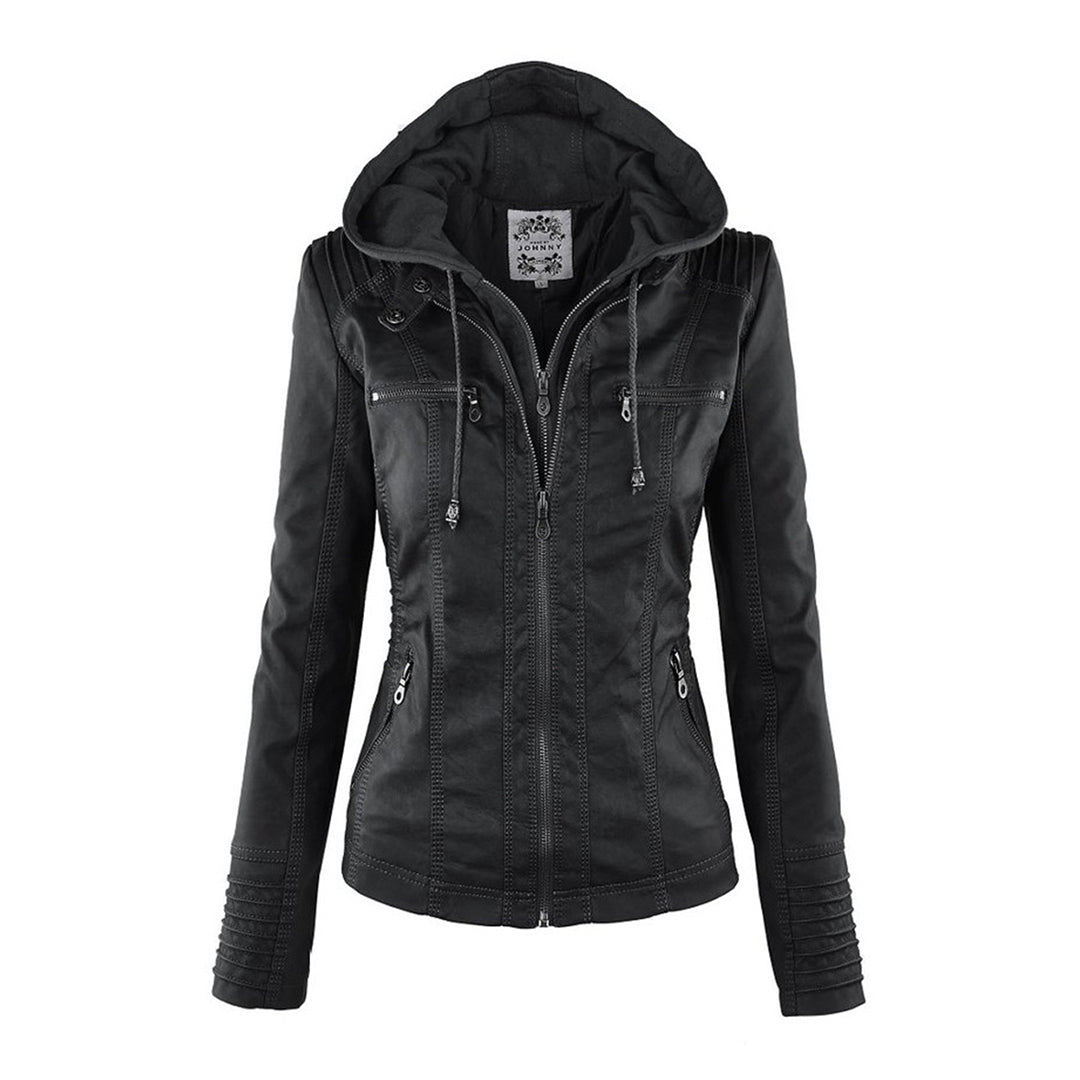 Hannah | Modische Lederjacke mit Kapuze