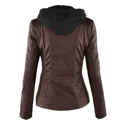Hannah | Modische Lederjacke mit Kapuze
