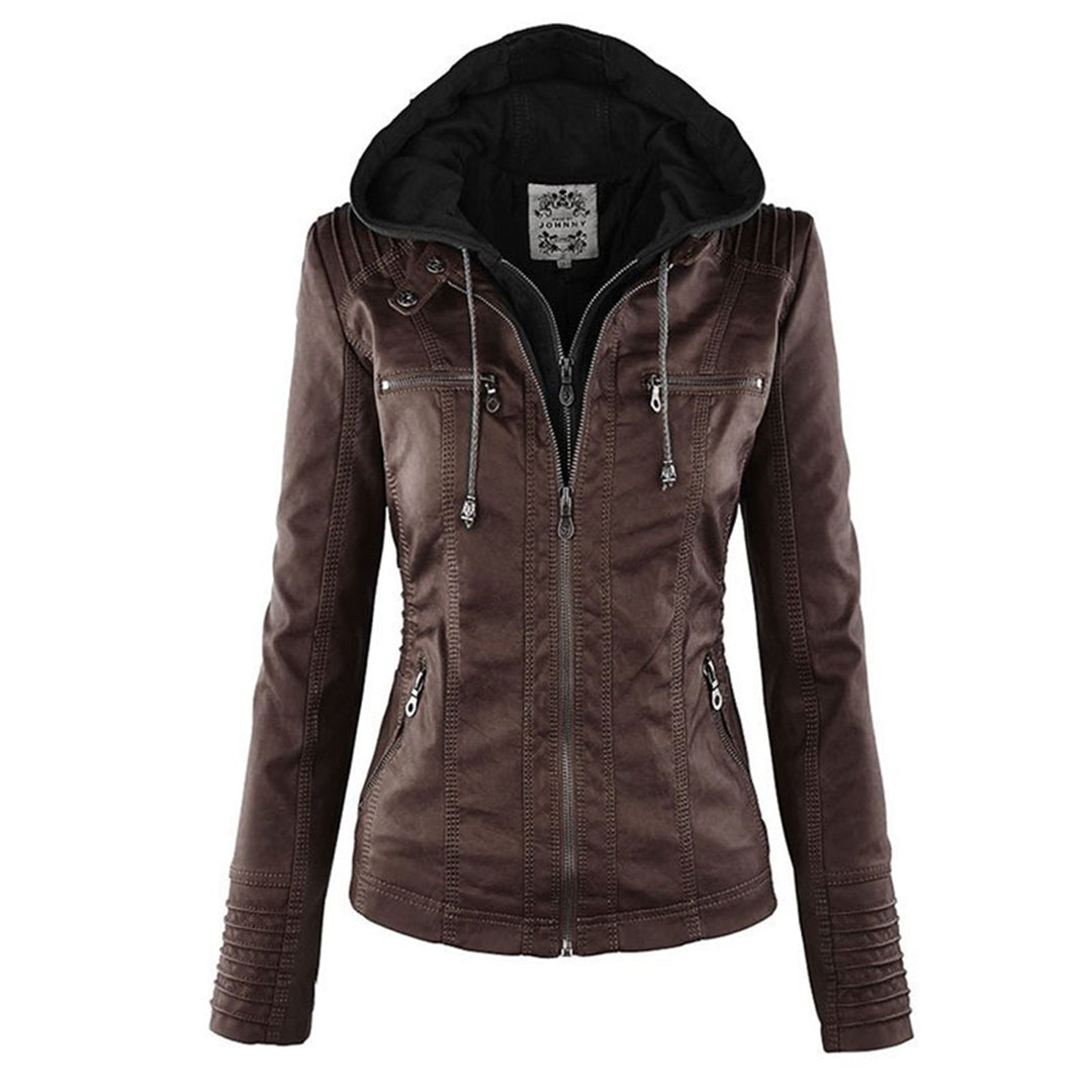 Hannah | Modische Lederjacke mit Kapuze