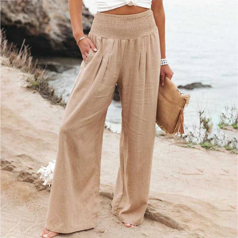 Antonina | Lange Hose aus Baumwolle und Leinen