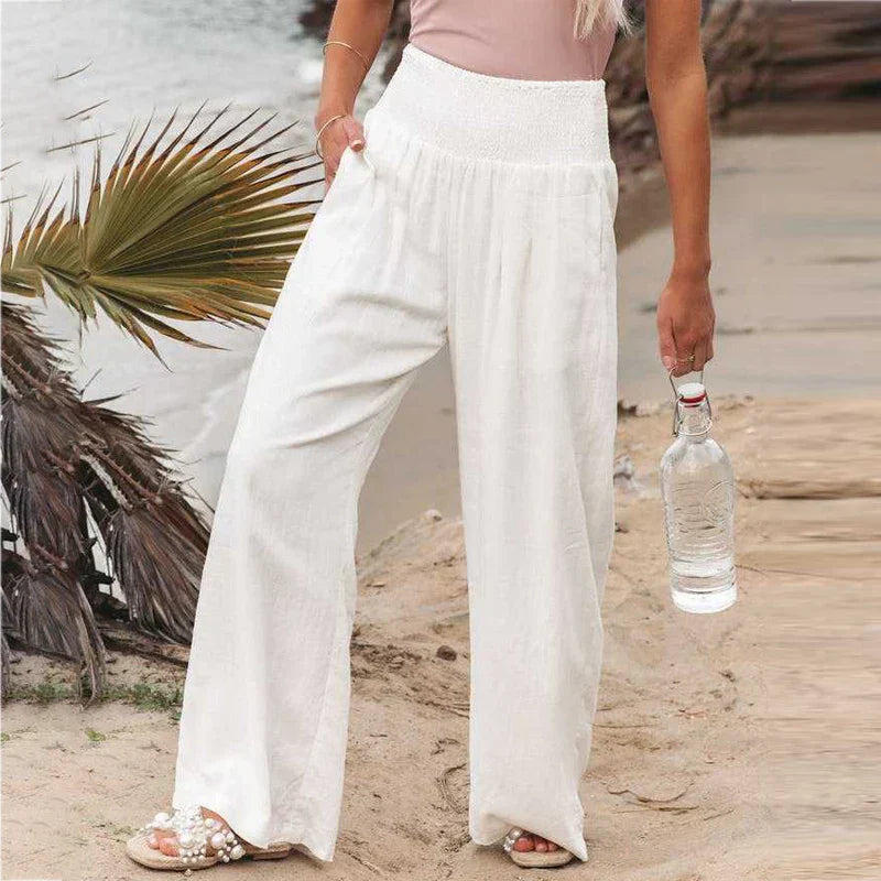 Antonina | Lange Hose aus Baumwolle und Leinen