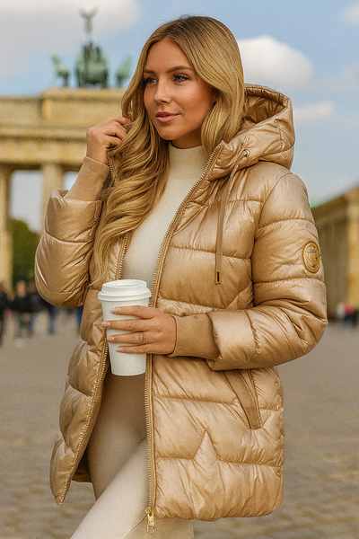 Nolwen | Stylischer Wintermantel mit Kapuze und Wattierung