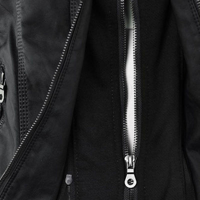Hannah | Modische Lederjacke mit Kapuze
