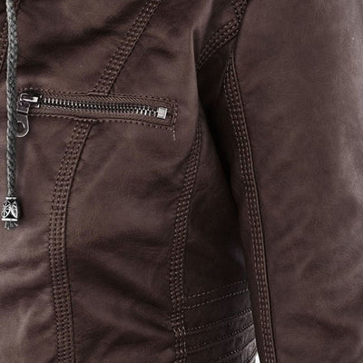 Hannah | Modische Lederjacke mit Kapuze