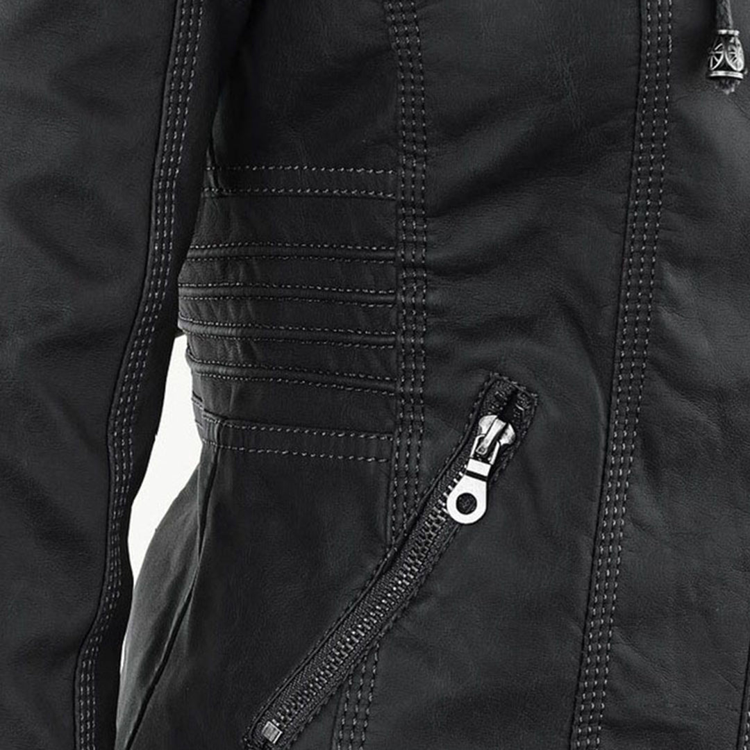 Hannah | Modische Lederjacke mit Kapuze