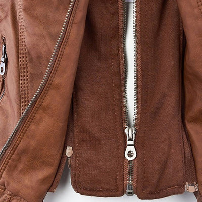 Hannah | Modische Lederjacke mit Kapuze