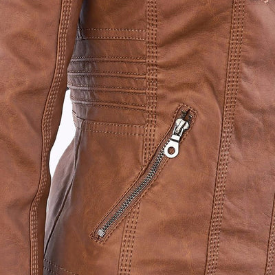 Hannah | Modische Lederjacke mit Kapuze