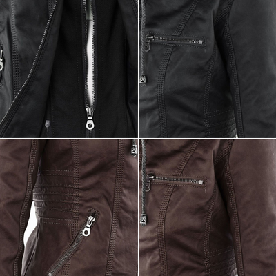 Hannah | Modische Lederjacke mit Kapuze