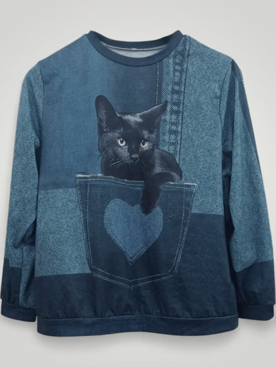 Irina | Eleganter Pullover Damen mit Verspielt Katzenmotiv