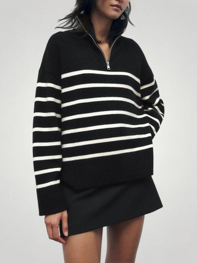 Odilia | Gestreifter Pullover mit Halbzip für Komfort
