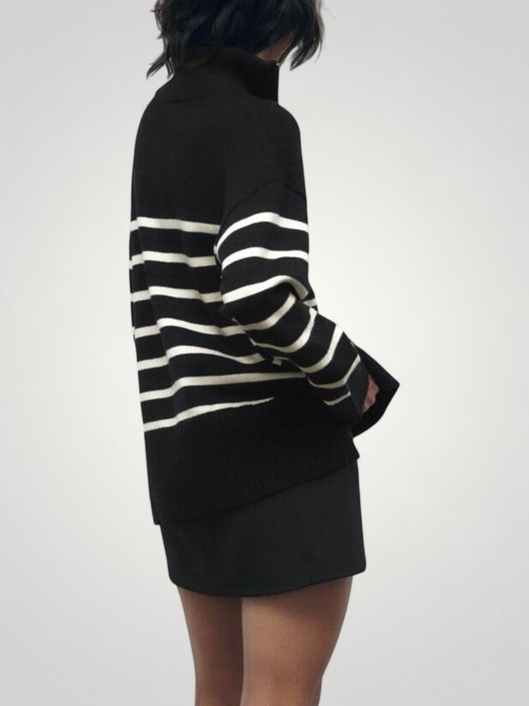 Odilia | Gestreifter Pullover mit Halbzip für Komfort