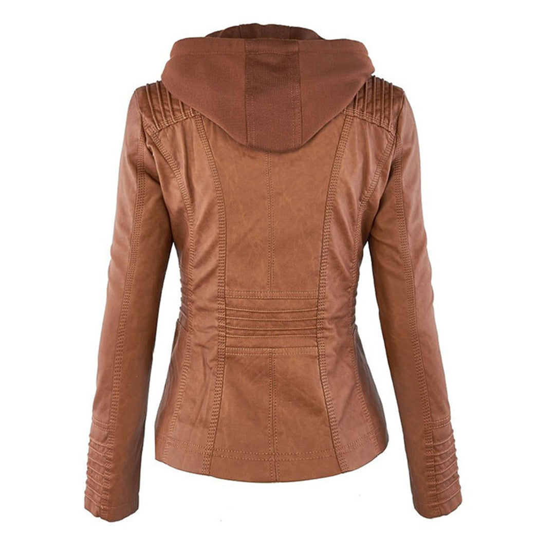 Hannah | Modische Lederjacke mit Kapuze