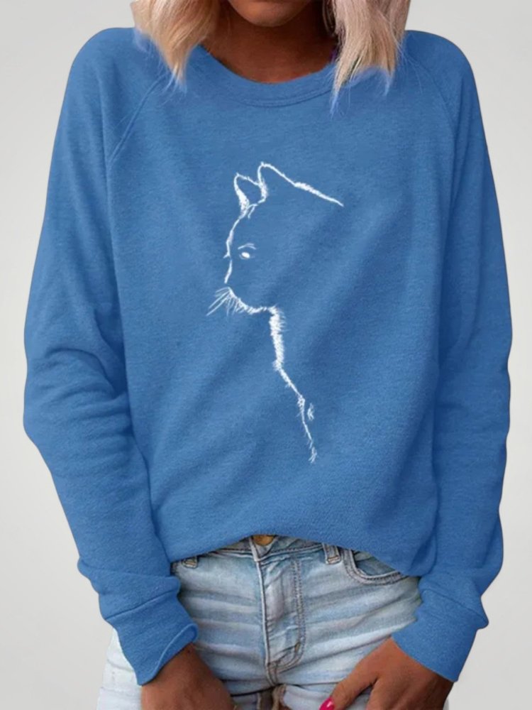 Dörte | Bequemer Pullover mit Charmantem Katzendruck