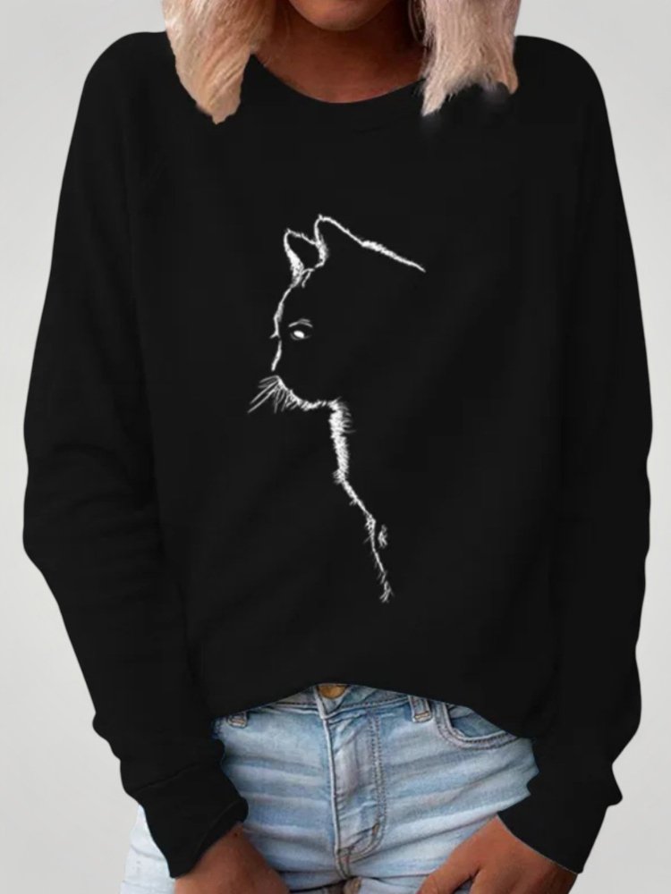 Dörte | Bequemer Pullover mit Charmantem Katzendruck