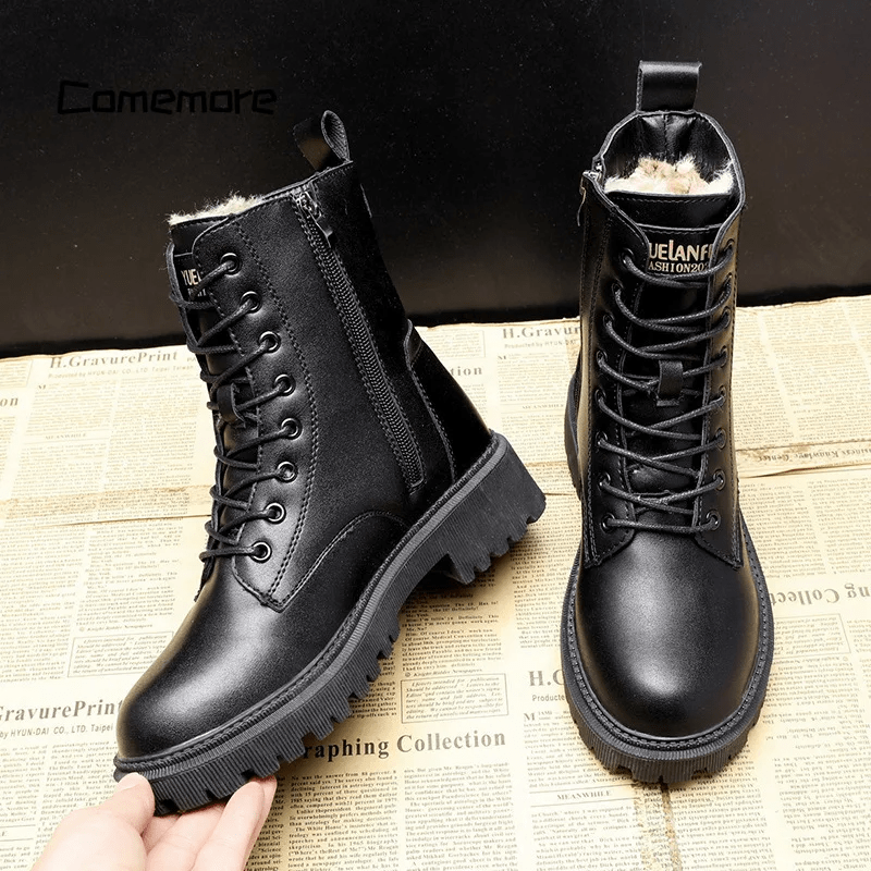 Andrea | chwarze Leder-Winterstiefel