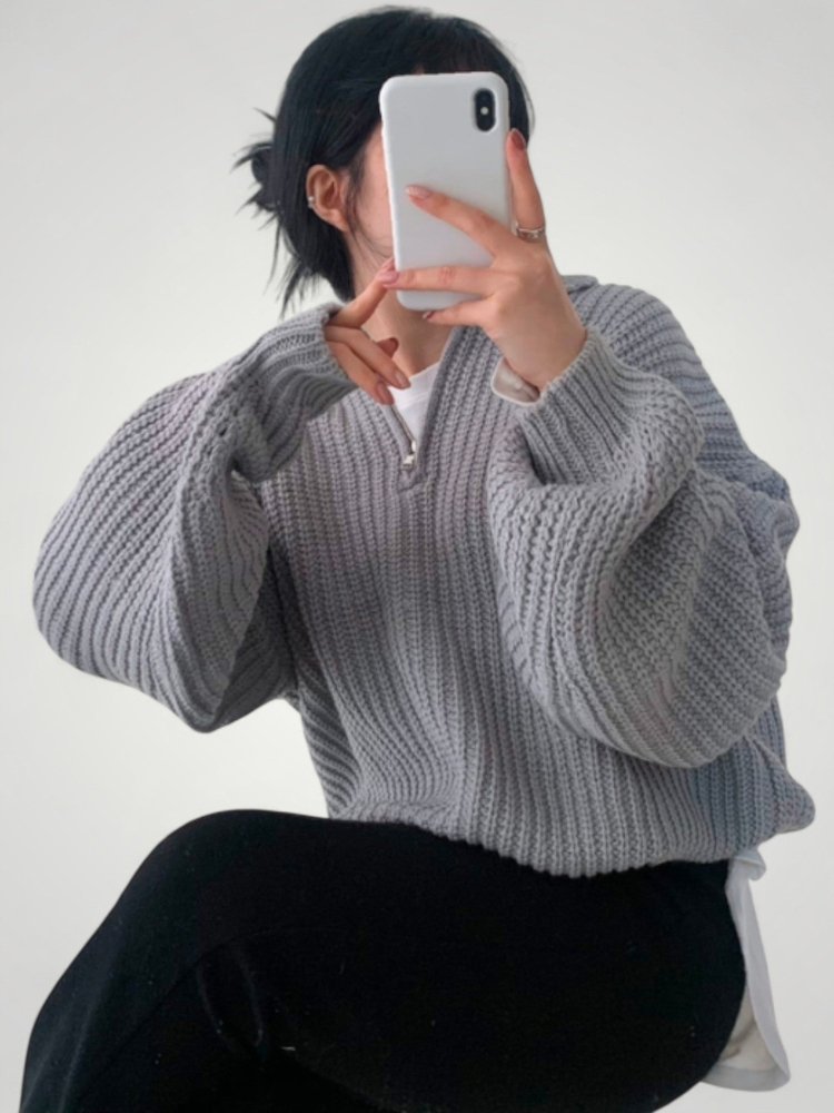 Wencke | Eleganter Damenpullover mit Gefaltetem Kragen