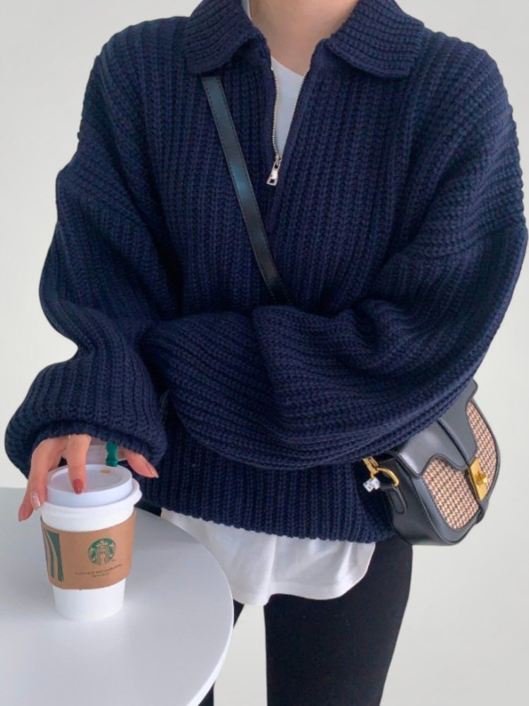 Wencke | Eleganter Damenpullover mit Gefaltetem Kragen