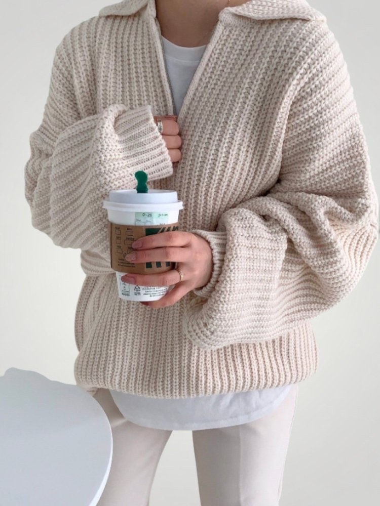 Wencke | Eleganter Damenpullover mit Gefaltetem Kragen