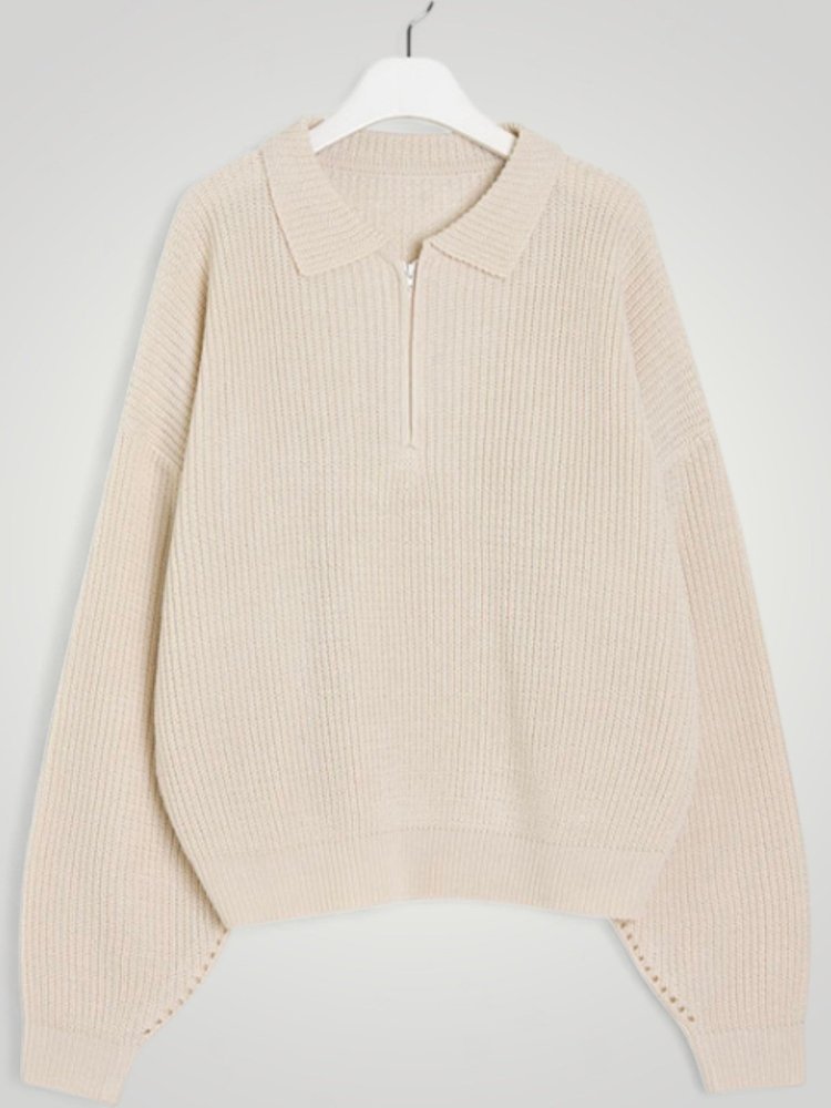 Wencke | Eleganter Damenpullover mit Gefaltetem Kragen