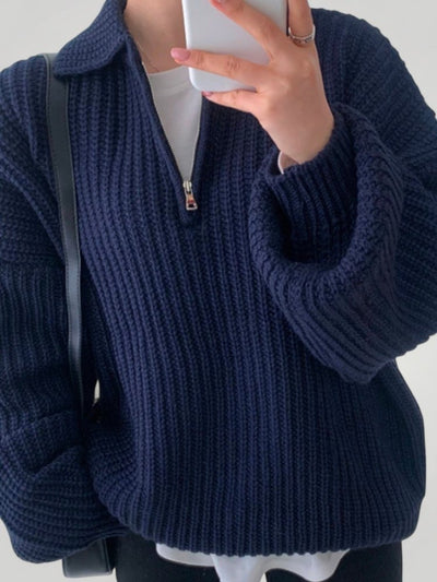 Wencke | Eleganter Damenpullover mit Gefaltetem Kragen