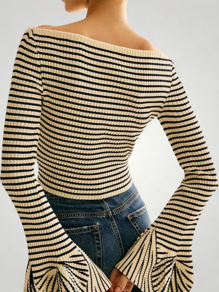 Wiebke | Eleganter Schulterpullover mit Streifen und Komfort