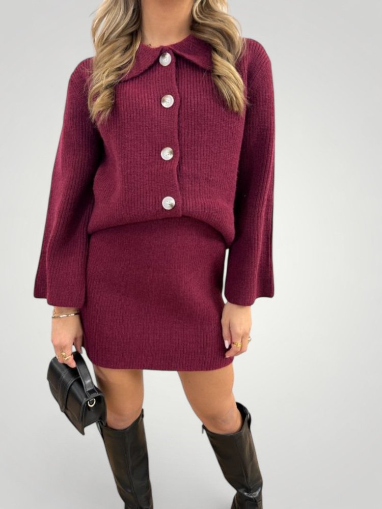 Dagrun | Elegantes Button-Down-Set mit A-Linien-Rock für Damen