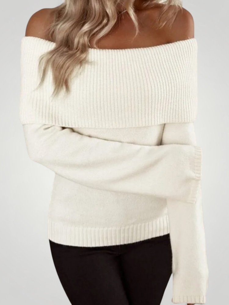 Rosina | Gestrickter Pullover mit Nacktem Schulterausschnitt