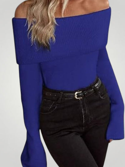 Rosina | Gestrickter Pullover mit Nacktem Schulterausschnitt