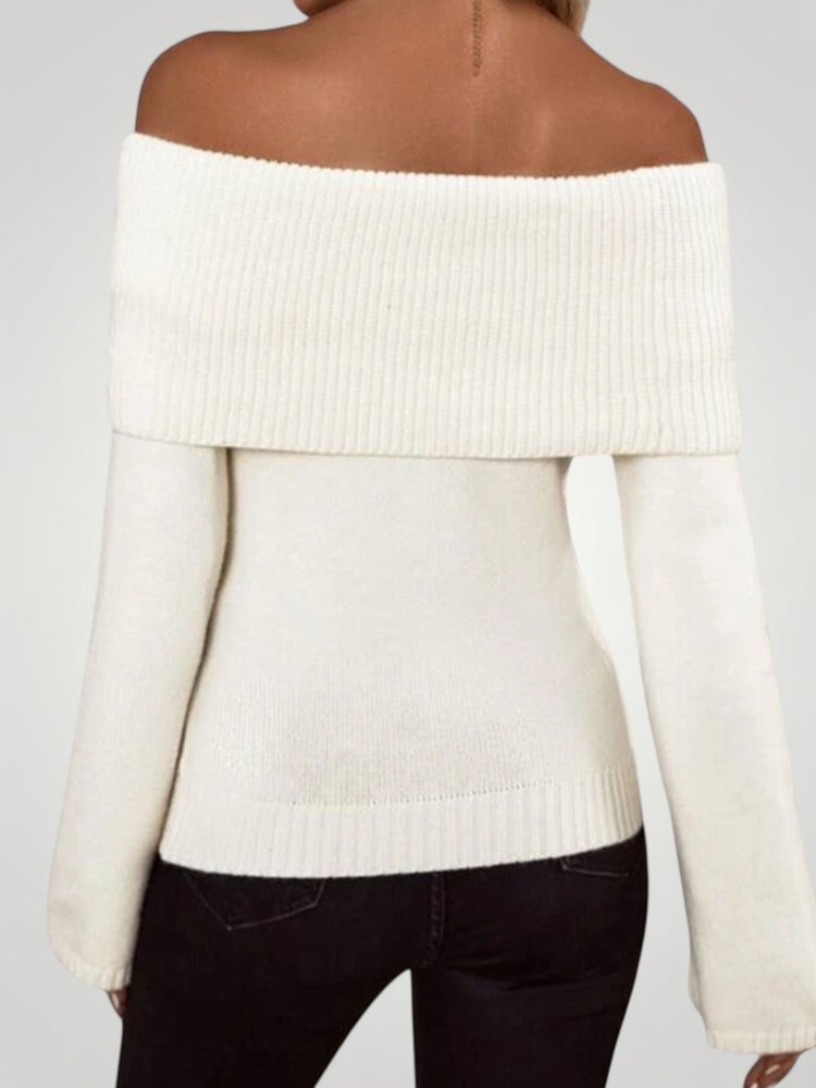 Rosina | Gestrickter Pullover mit Nacktem Schulterausschnitt