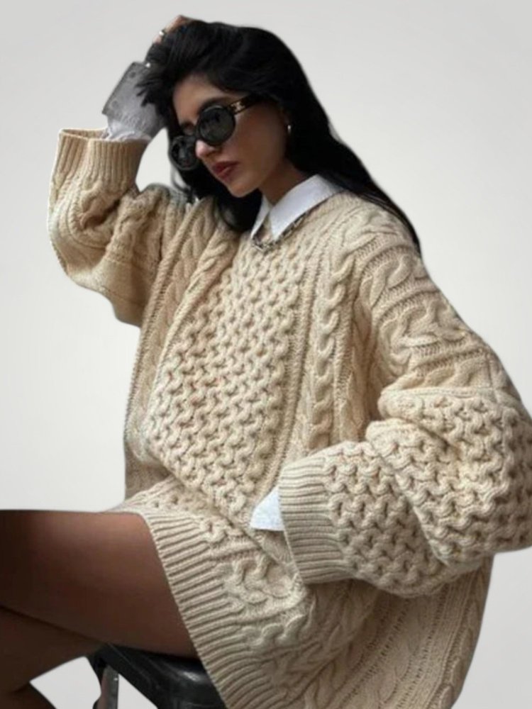Irmelin | Oversized Strickpullover in Aprikosenfarbe