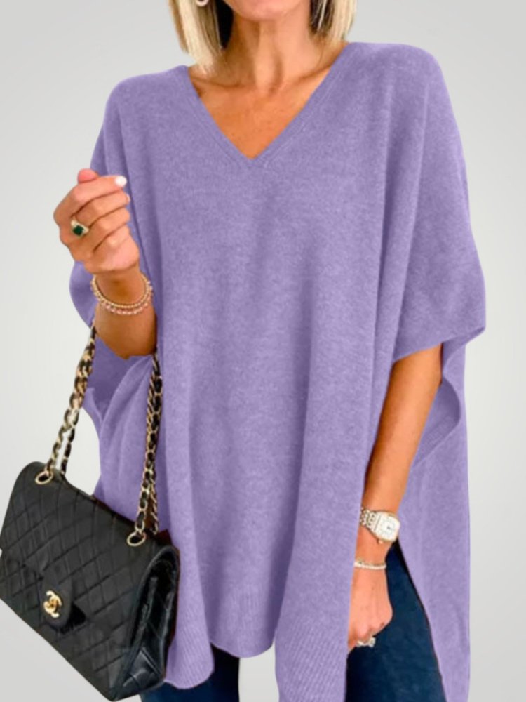 Traudel | Übergroßer Poncho mit V-Ausschnitt für Eleganz