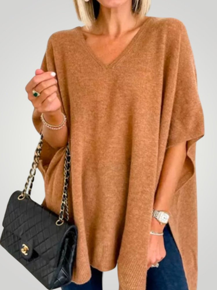 Traudel | Übergroßer Poncho mit V-Ausschnitt für Eleganz